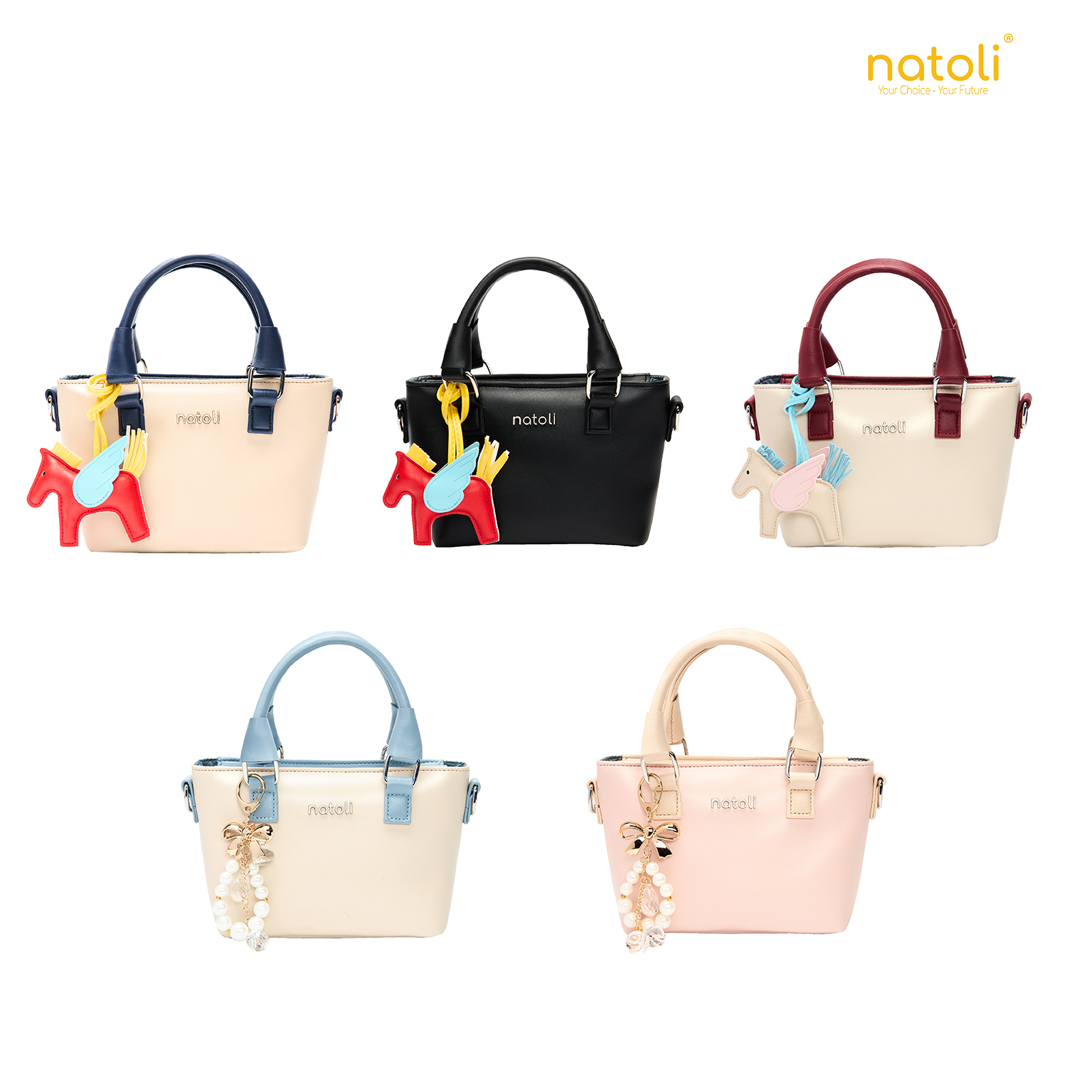 Túi đeo chéo da cầm tay NATOLI, túi xách mini đeo chéo chống nước cao cấp BST Chic Mini Tote T32