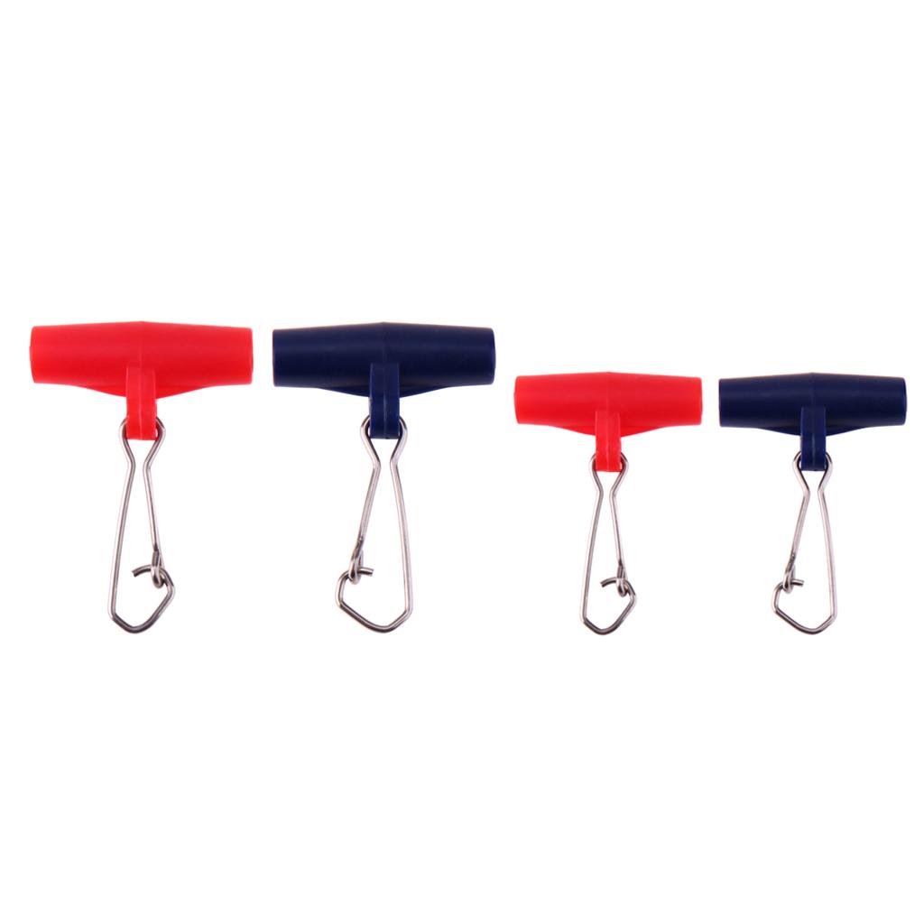 20Pcs Fishing Sinker Slides with Hooked Snap Connector for Braid Line L Red