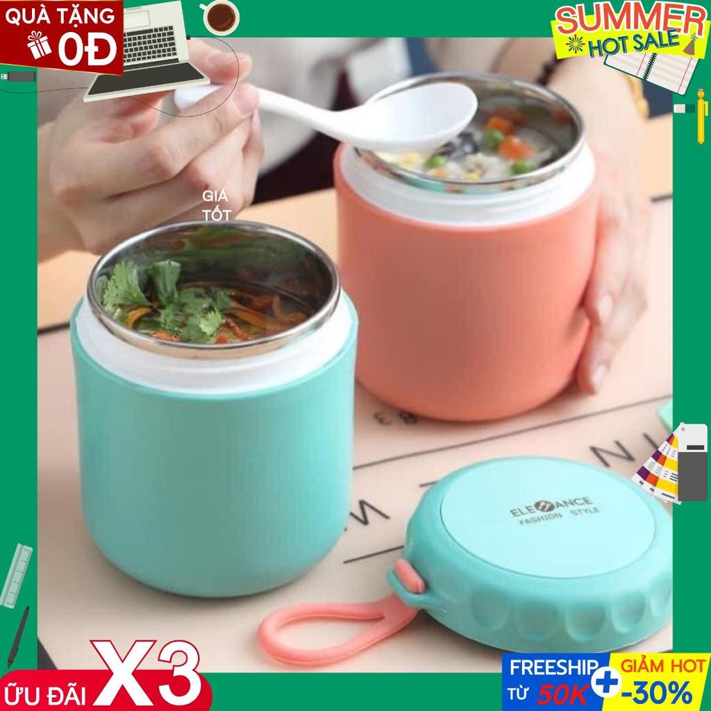Bình Ủ Cháo Tặng Kèm Thìa, Hộp Đựng Canh Giữ Nhiệt Cao Cấp Lõi Inox 304 Không Gỉ
