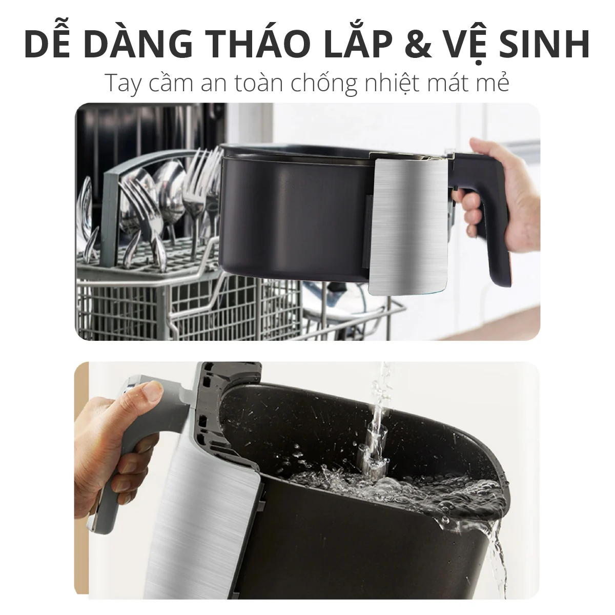 Nồi chiên không dầu vỏ kim loại Mishio MK220 5L - Hàng chính hãng