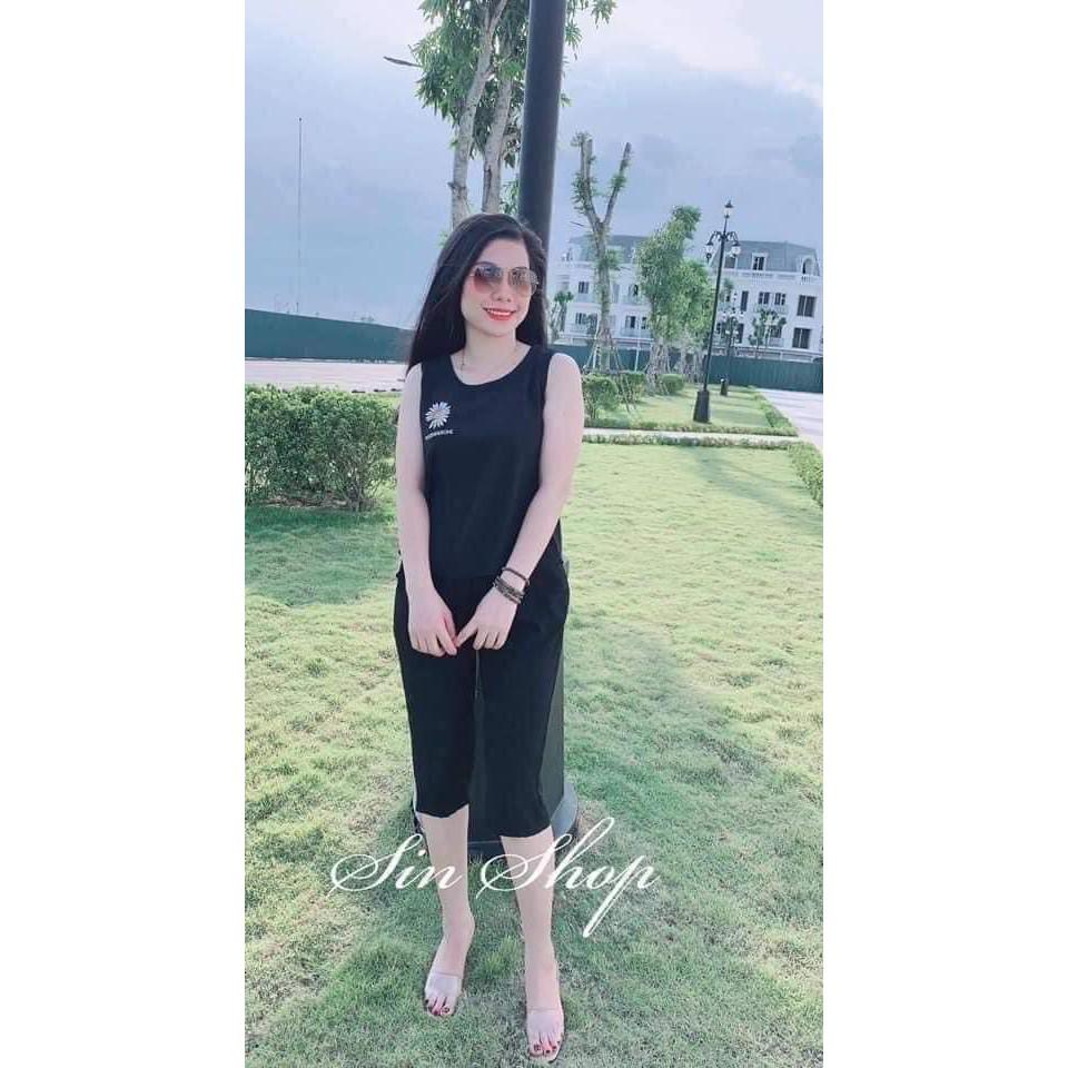 Bộ Đồ Mặc Nhà Vải Đũi Lụa Sát Nách Quần Ngố Hoa Cúc Khuy Lưng Mặc Cực Mát Và Nhẹ