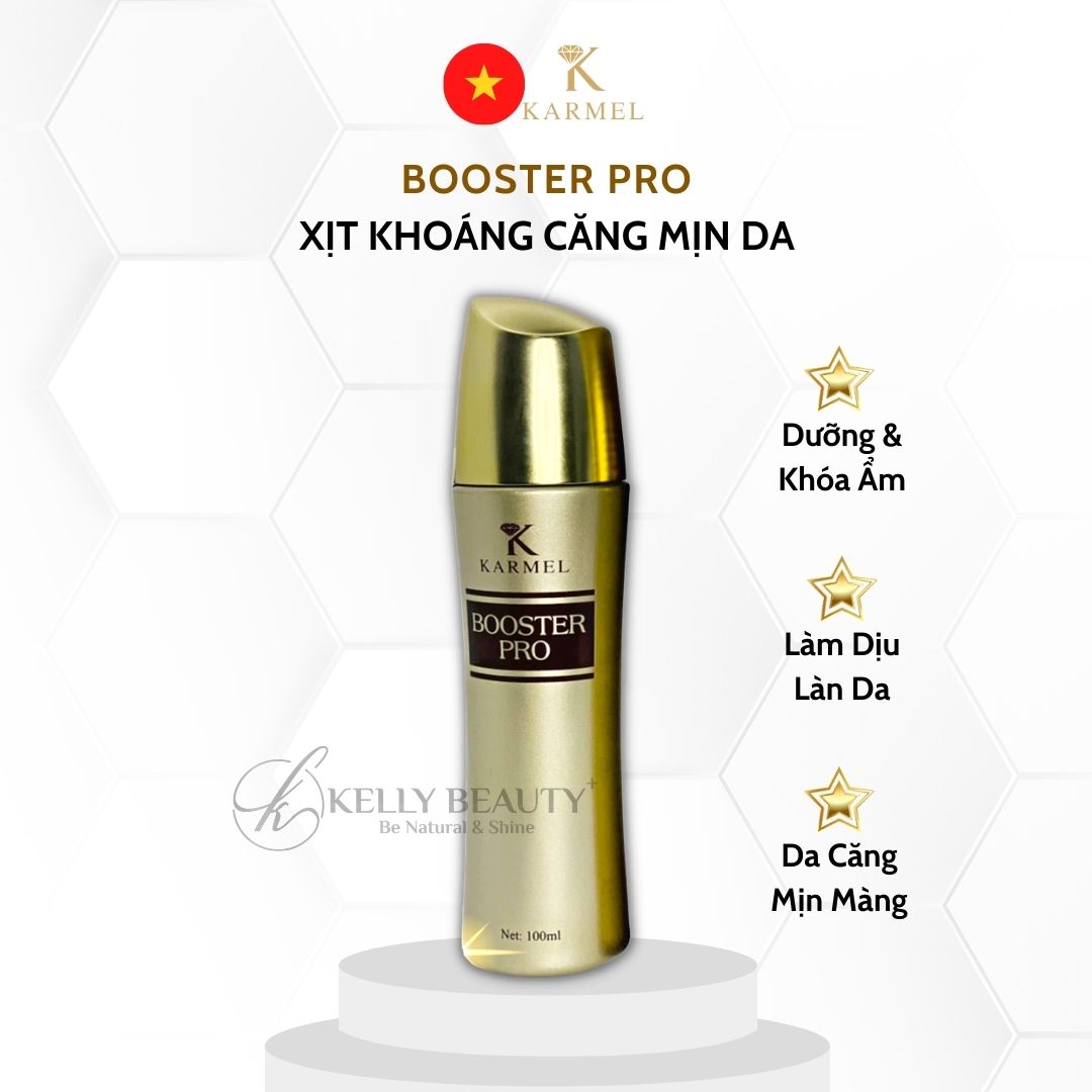 Xịt Khoáng Căng Mịn Da Karmel Booster Pro - Dưỡng và Khóa Ẩm; Giúp Da Căng Mịn Màng | Kelly Beauty