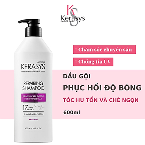 Dầu gội Kerasys Repairing phục hồi độ bóng, tăng cường chống tia UV cho tóc hư tổn, chẻ ngọn 600ml