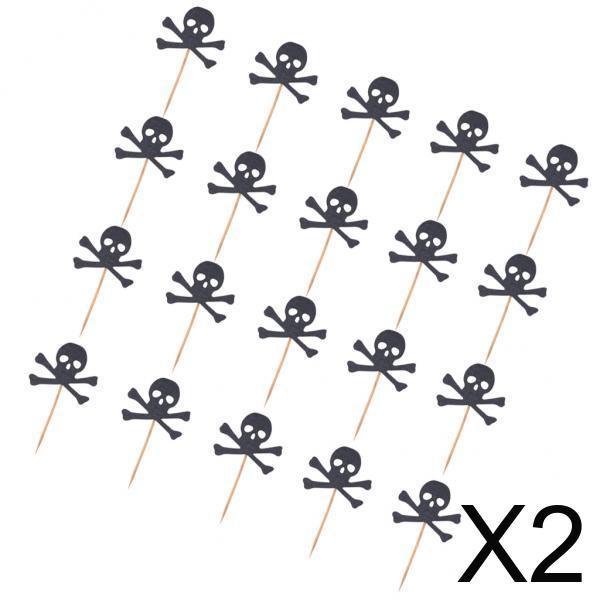 2xHalloween cake Cupcake toppers Food Sticks Cake Centerpieces Black