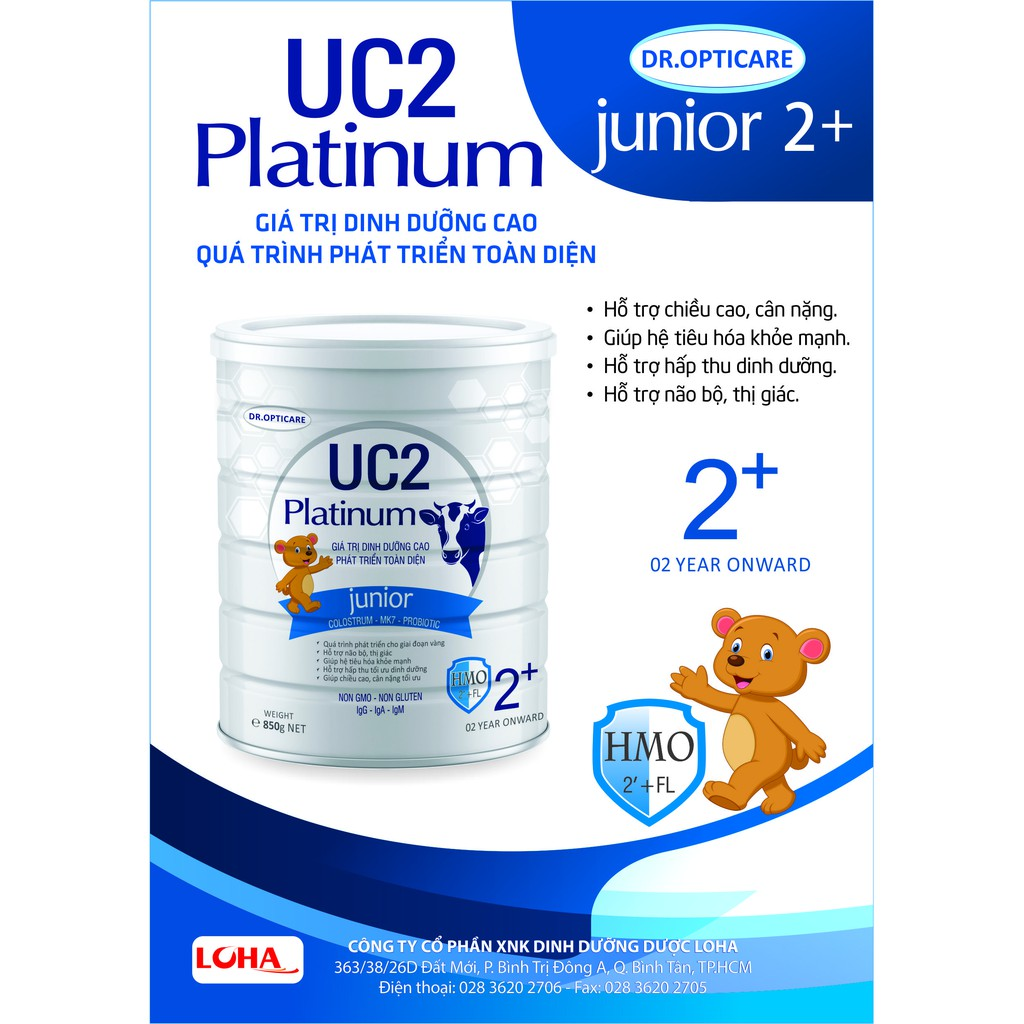 Combo 3 lon Sữa non UC2 Platinum Junior 2+ lon 850g