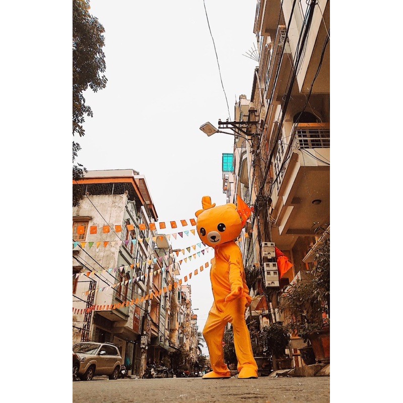 Mascot gấu lầy - Màu vàng - Bộ đồ gấu hoá trang bán kẹo - Bộ đồ hoá trang hoạt hình dễ thương