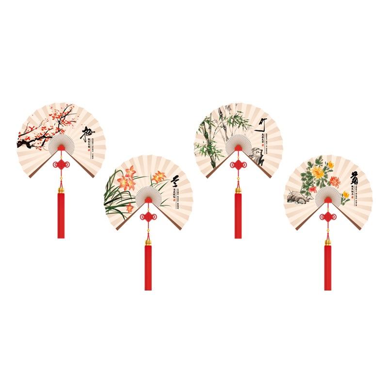 Decal Dán Trang Trí Tường 3D Tranh Thủy Mặc Mai Lan Cúc Trúc - AmyShop
