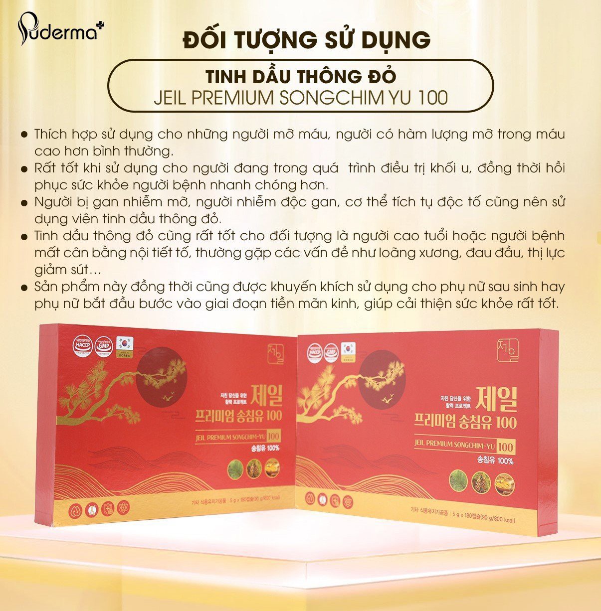 Tinh Dầu Thông Đỏ Hàn Quốc Jeil Premium Singchin YU 100 : Tan mỡ máu, hạ men gan, điều hóa huyết áp.