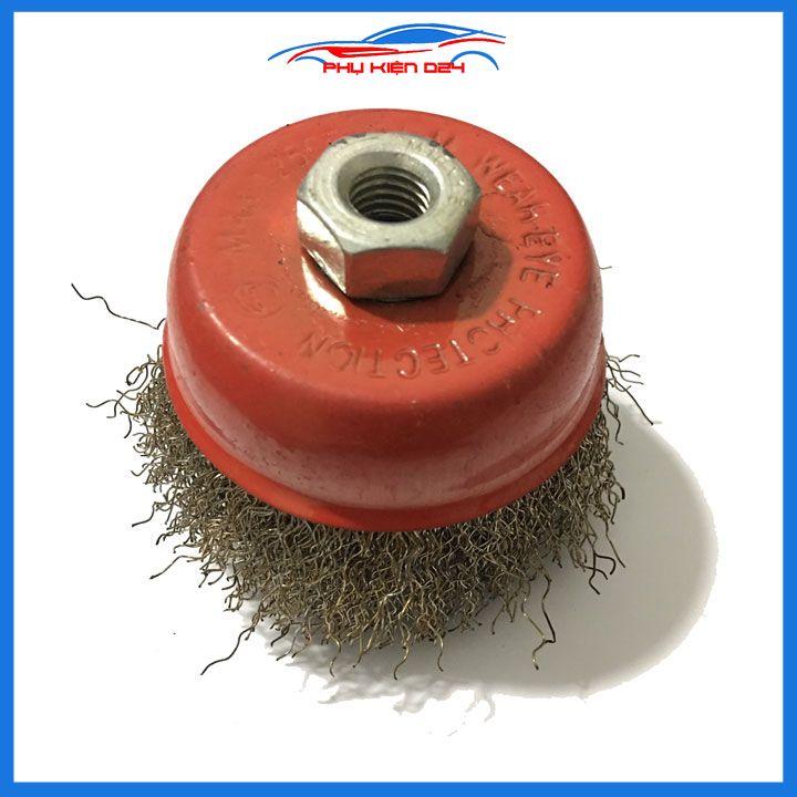 Bát mài, đánh gỉ sắt thép đế đỏ ren M10 đường kính 7cm