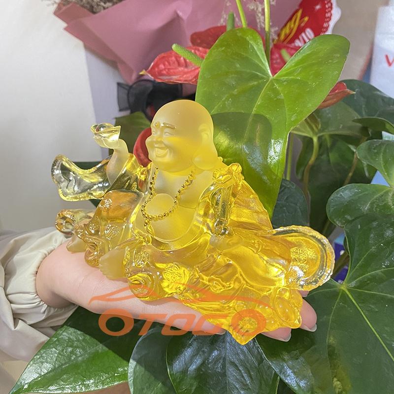 Tượng Di Lặc Ngọc Lưu Ly Cao Cấp Trang Trí Xe Hơi