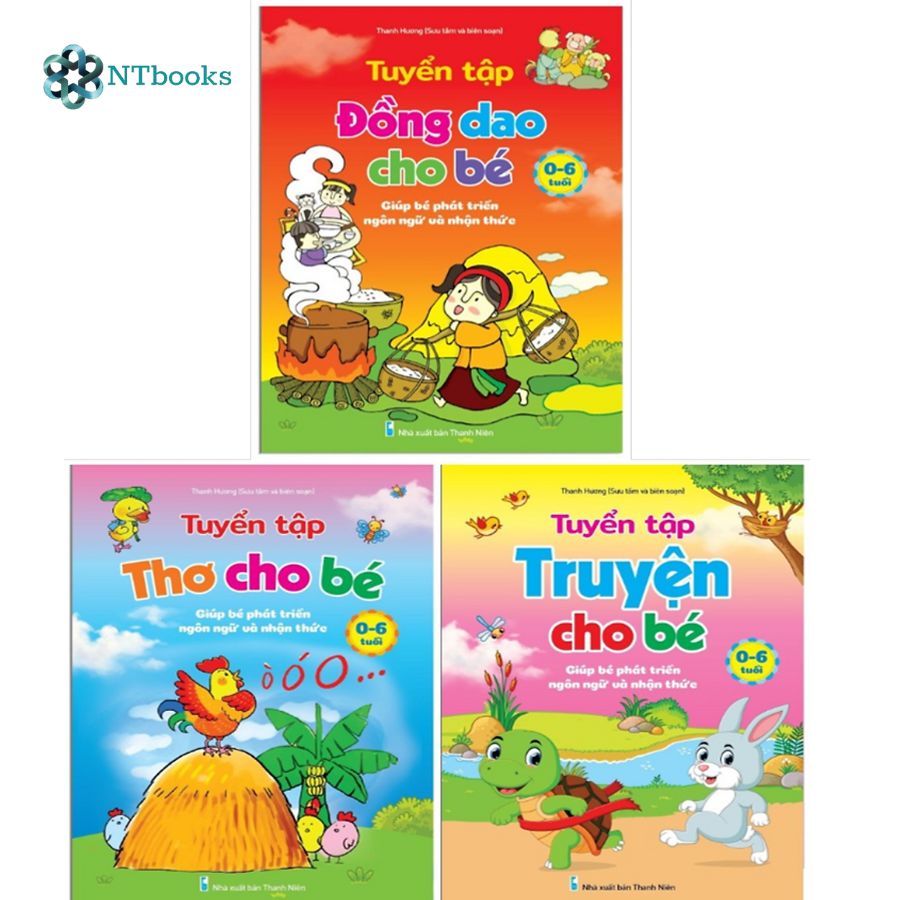 Combo 3 cuốn Truyện thơ cho bé tập nói + Tuyển tập Thơ ca, truyện kể câu đố cho trẻ mầm non - Giúp bé phát triển ngôn ngữ và nhận thức