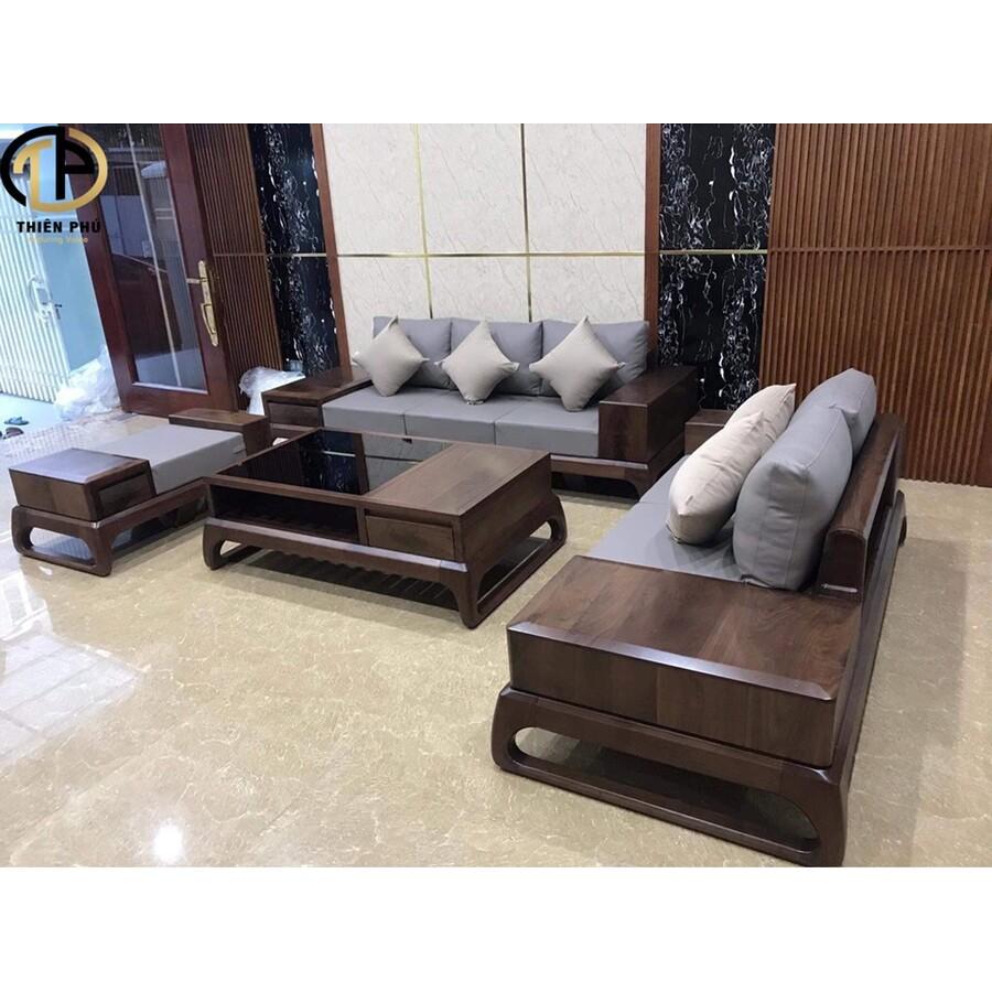 Sofa văng gỗ óc chó cao cấp TP-200 - sofa phòng khách đẹp hiện đại