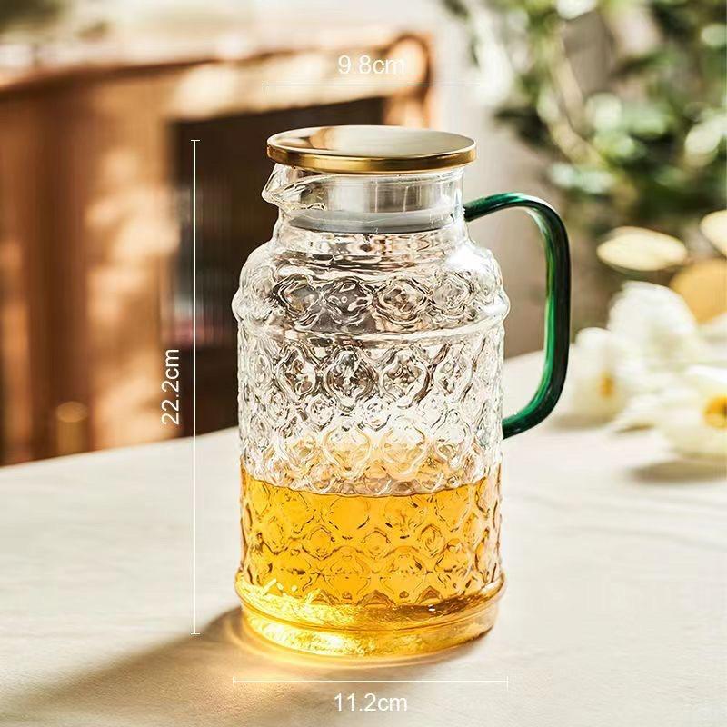 Bình nước, Cốc nước Vân Hoa Hải đường, Bình nước thủy tinh cao cấp chịu nhiệt dung tích 1.8L