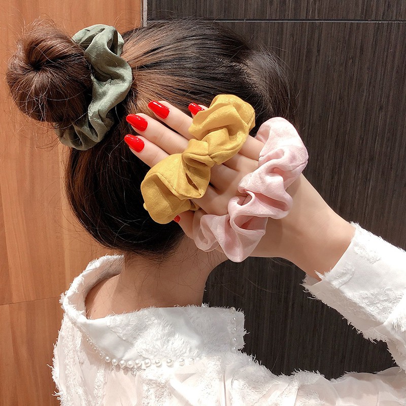 Dây buộc tóc vải scrunchies dễ thương phụ kiện thời trang nữ, cột tóc phong cách Hàn Quốc đáng yêu -storevanshop CT0001