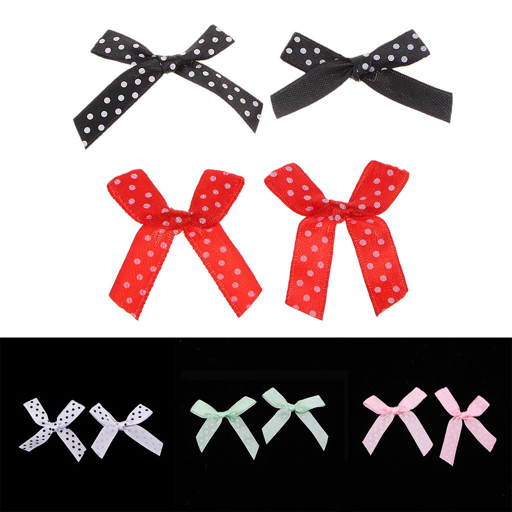 100 Pieces Cute Satin BOW Ribbon Applique Embellishments White