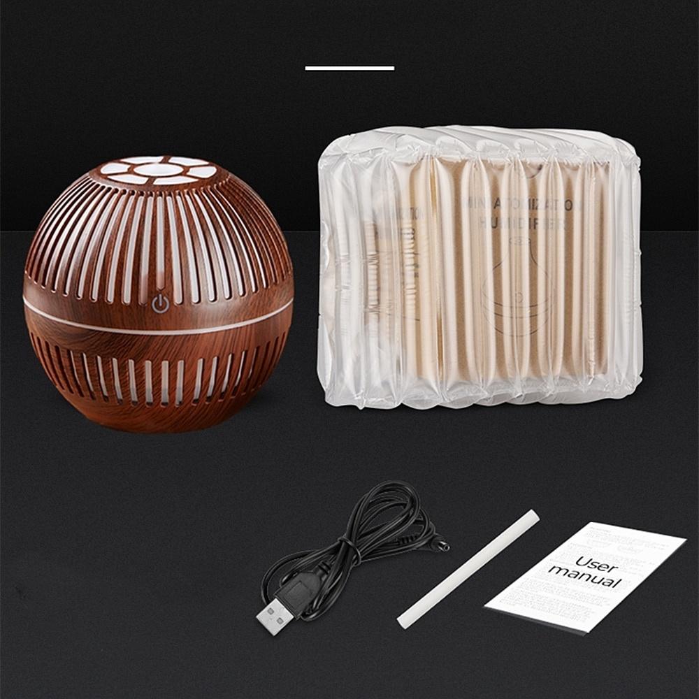 130ml Wood Grain Air Humidifier USB Rechargeable Humidifier Essential Aroma Oil Diffuser Ultrasonic Mini Mist Maker LED Ligh