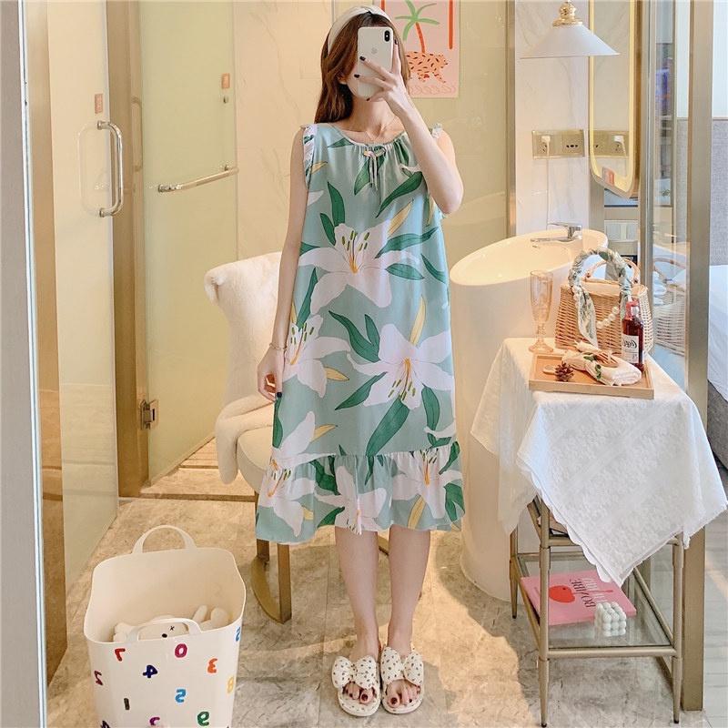 Váy ngủ nữ mùa hè chất lanh siêu mát không nhăn big size