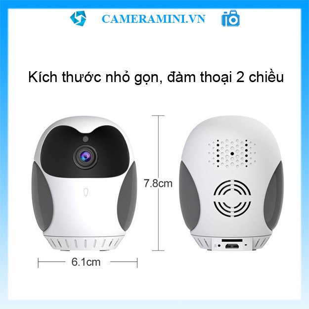 Camera mini wifi 360 hình cú 1080p giám sát an ninh, đàm thoại 2 chiều, quay ban đêm, pin 3 giờ, zoom 4X