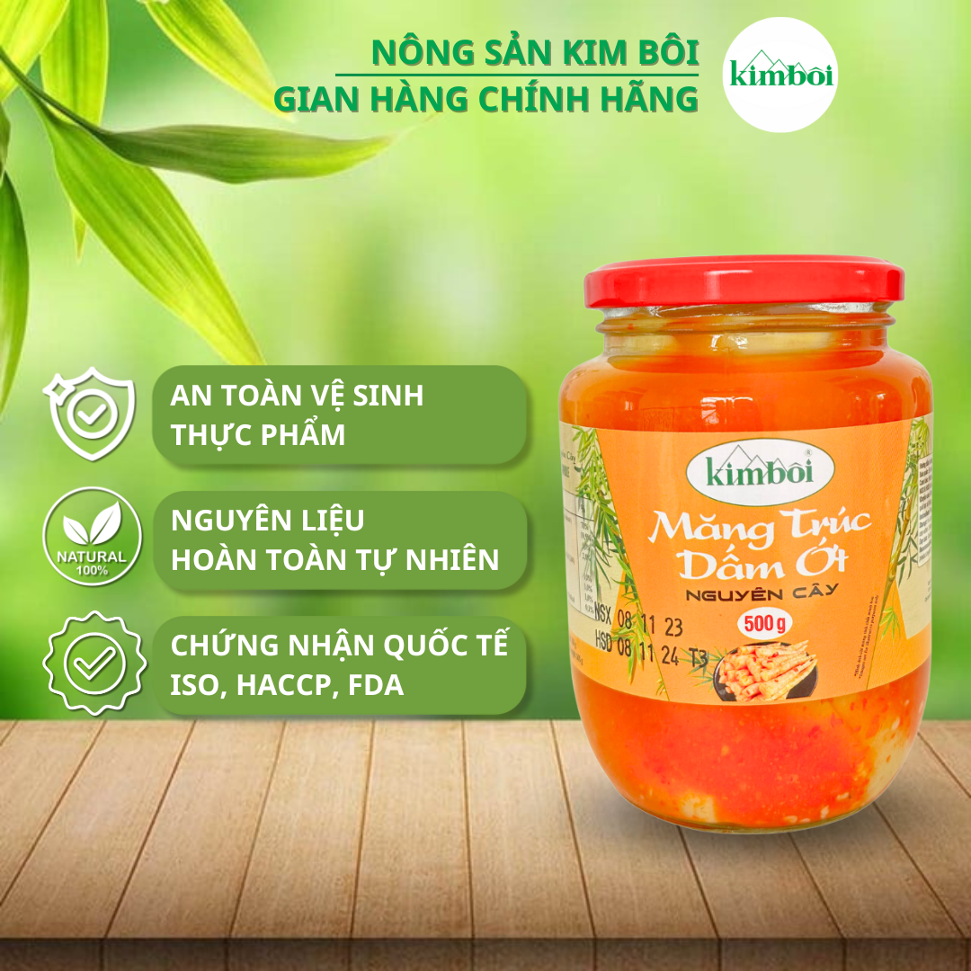 Măng Trúc Dấm Ớt Nguyên Cây Kim Bôi  - Lọ 500g