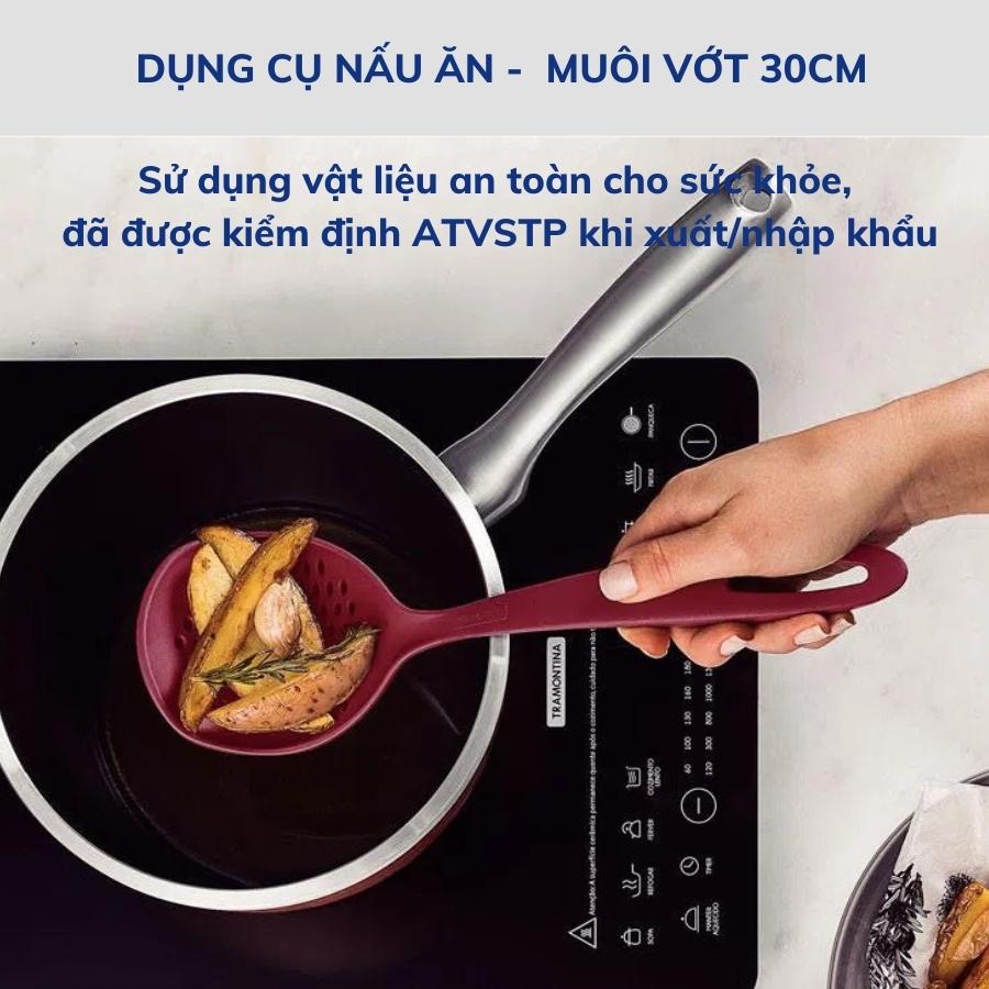 Combo 2 Dụng Cụ Nấu Ăn Gồm 1 Muôi Vớt/Vá Có Lỗ 30cm và 1 Thìa Múc Canh Sâu Lòng 30cm TRAMONTINA Chất Liệu Nhựa Chịu Nhiệt An Toàn Sản Xuất Tại BRAZIL - Hàng Chính Hãng