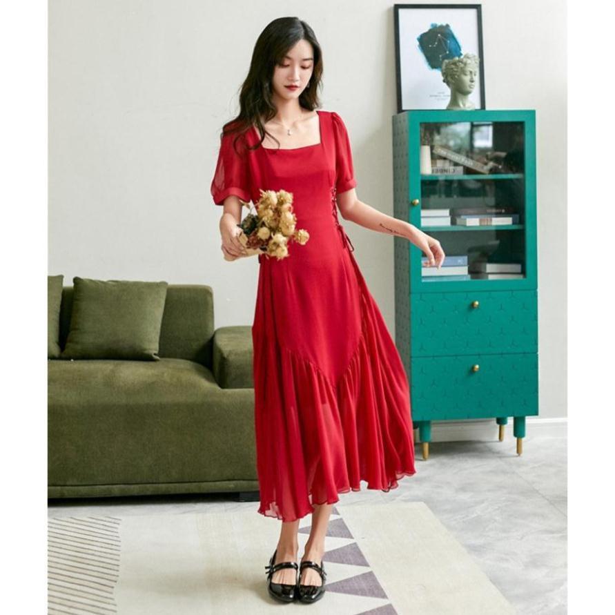 Đầm Đỏ Dây Đan Hepburn - phong cách Retro - Hàng Cao Cấp