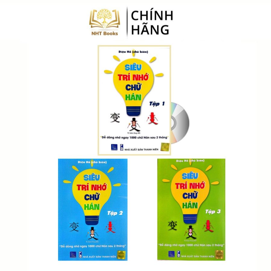 Sách - Combo Siêu Trí Nhớ Chữ Hán Tập 01 Tập 02 Tập 03 Bìa Mềm - In Màu - Bản Mới Nhất - Dễ Dàng Nhớ Ngay 1000 Chữ Hán