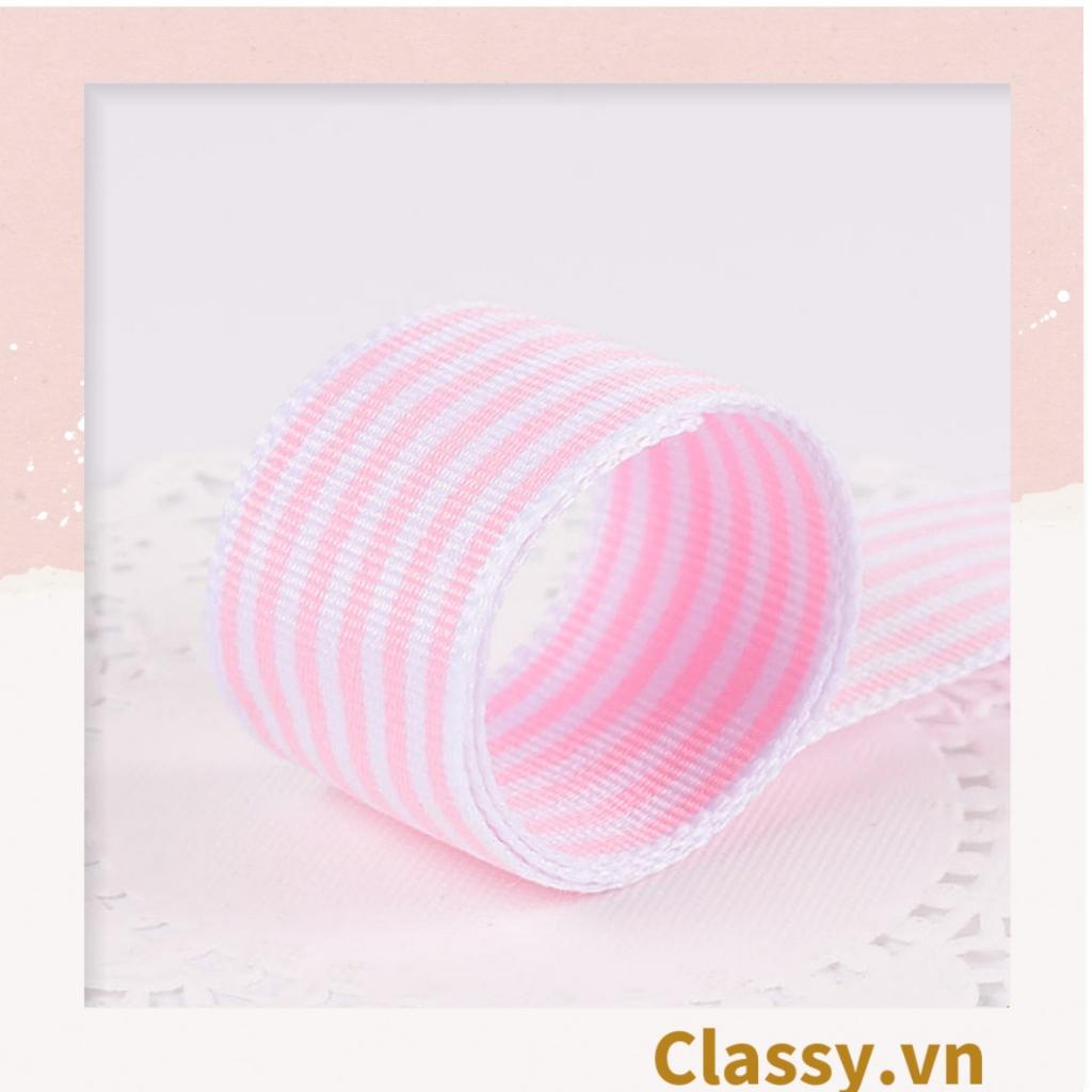 Ruy băng vải sợi poly Classy dài 01MÉT, họa tiết kẻ sọc, nhiều màu Q1084