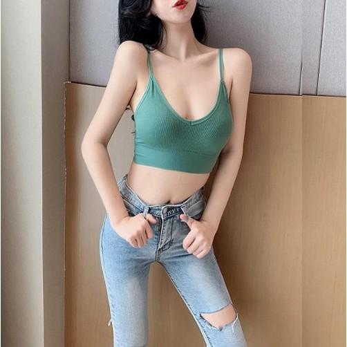 Áo Bra Hai Dây Gân dáng Croptop Hở Lưng Sexy