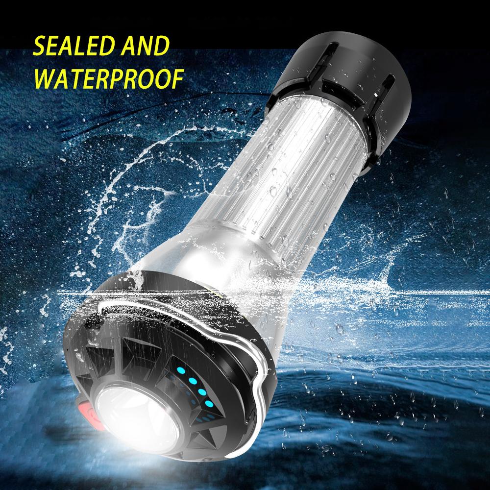 USB Rechargeable Flashlight Waterproof Camping Tent Light Magnetic Work Light with Tripod for Outdoor Camping Emergency