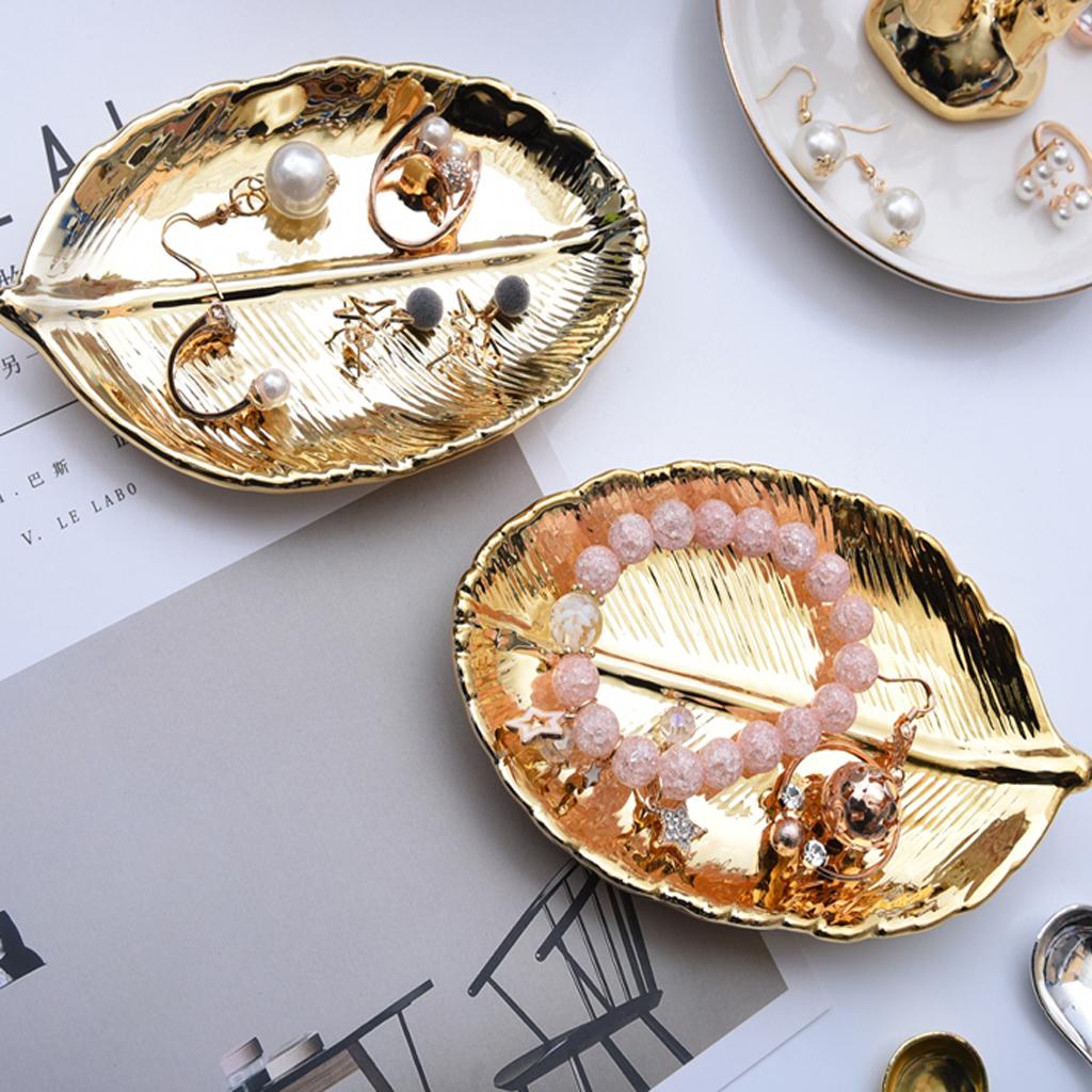 Nordic Room Decor Ceramic Leaf Tay Pad Key Trinkets Necklace Jewelry Holder