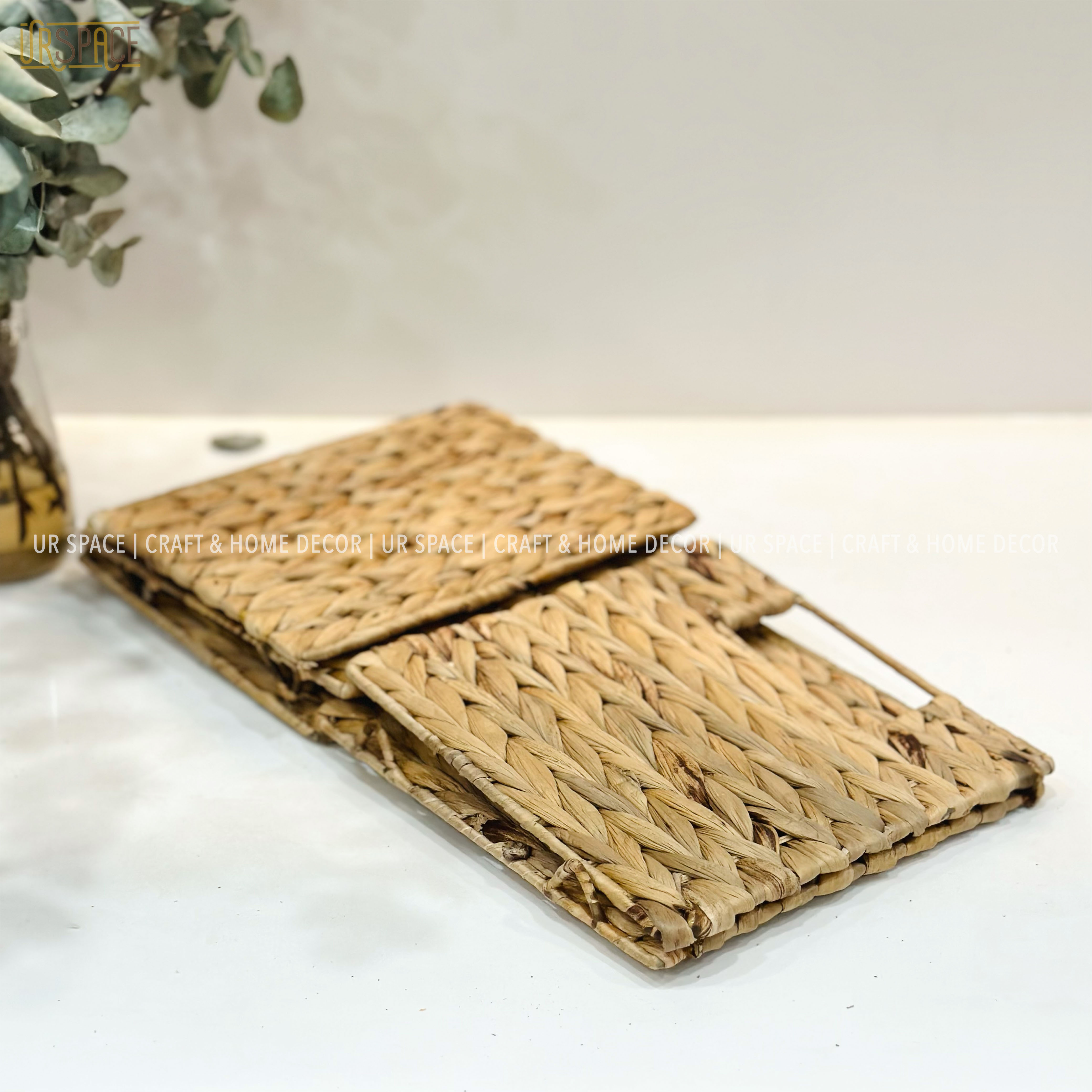 Sọt lục bình đựng đồ URSPACE hình chữ nhật trang trí decor sắp xếp không gian / RECTANGLE HYACINTH FOLDING BASKET