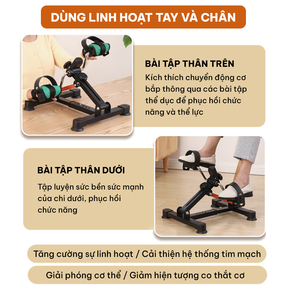 Xe đạp gấp gọn, xe đạp mini tập thể dục tại nhà, có đồng hồ điện tử GoodFit GF006MB