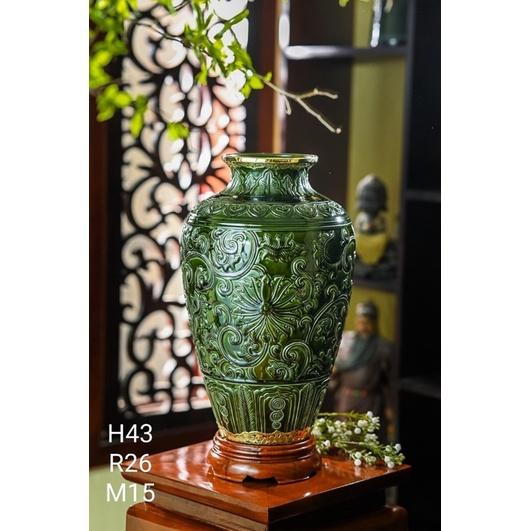 Bình gốm cắm hoa, hoạ tiết khắc nổi thủ công. Gốm sứ Bát Tràng cao cấp.