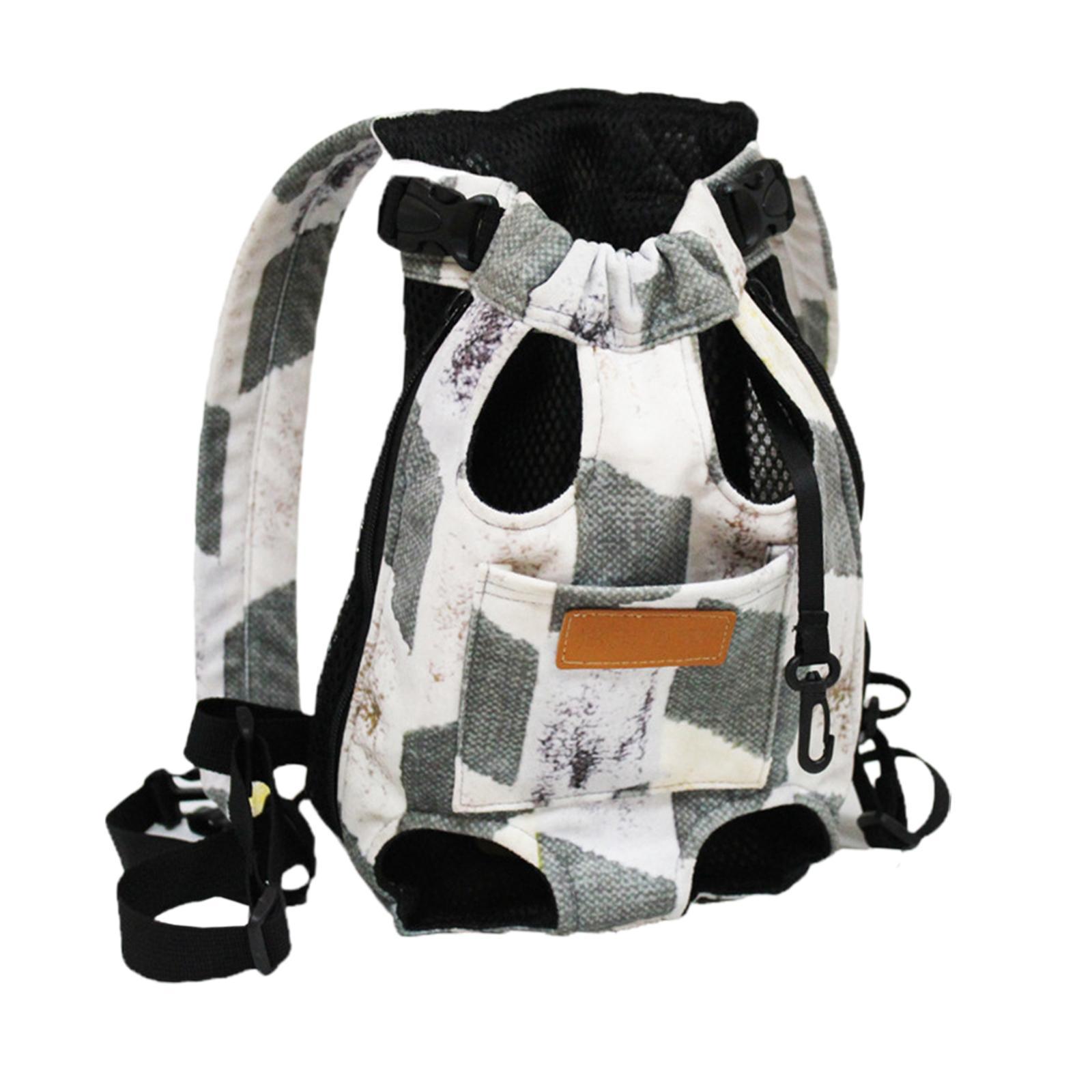 Pet Cat Carrier Backpack Chest Bag with Adjustable S Gray White