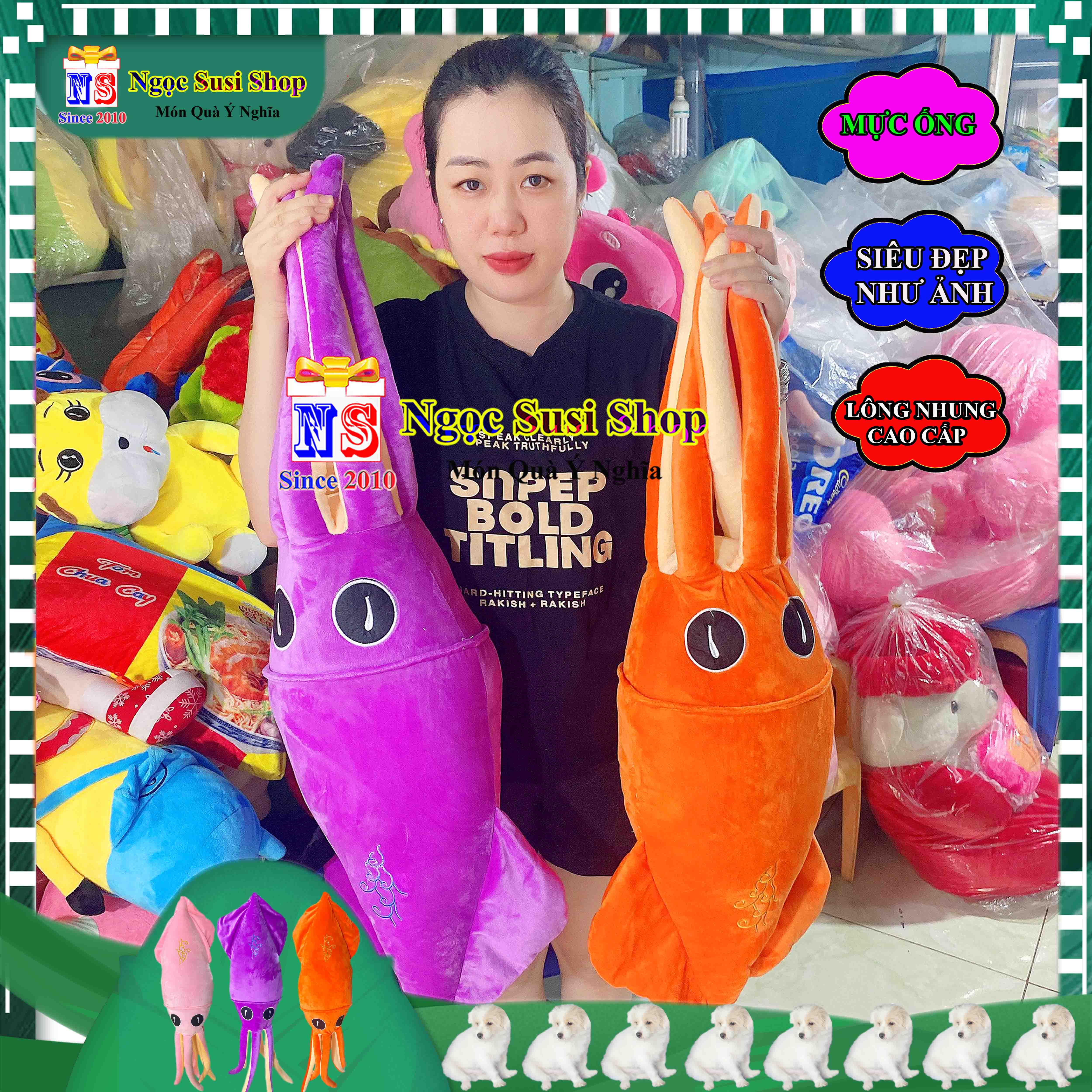 GỐI ÔM THÚ BÔNG CON MỰC ỐNG BẠCH TUỘT CẢM XÚC CAO CẤP DÙNG ÔM NGỦ QUÀ TẶNG SIÊU HOT - GIAO NGẪU NHIÊN MÀU