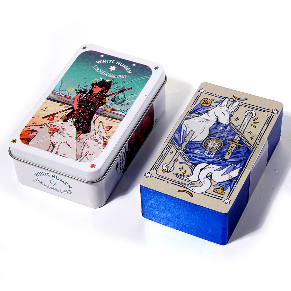 [Mạ Cạnh] Bộ Bài Tarot White Numen Hộp Thiếc Mạ Cạnh 78 Lá Đá Thanh Tẩy