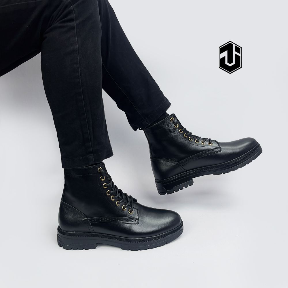 Giày Da Nam S Chunky Combat Boot J1, Da Bò Italy Nhập Khẩu, Đế Cao Su Tăng Chiều Cao 4.5cm Năng Động Cá Tính