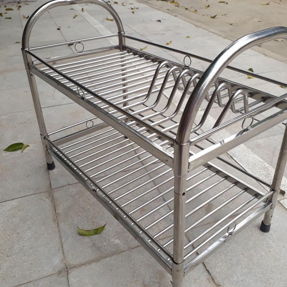 Kệ inox ống để bát đĩa 54×62×33cm