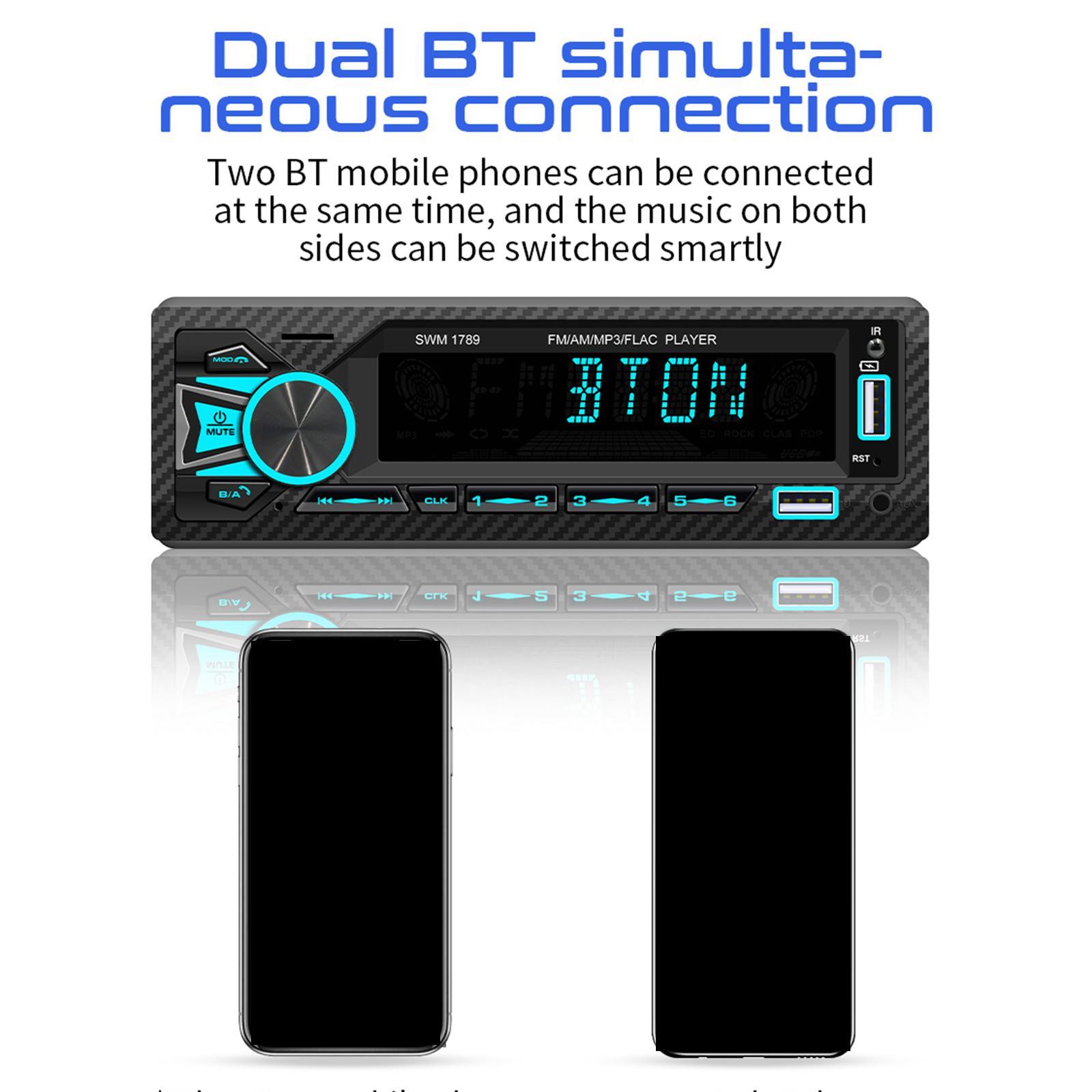 Car Stereo Receiver MP3 Player Mobile App Control AUX Input AM/FM Radio