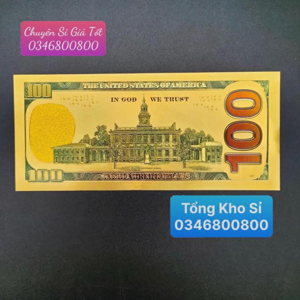 Tờ Tiền Kỉ Niệm 100 Đô Plastic (100 USD) Mạ Vàng Lì Xì Tết May Mắn