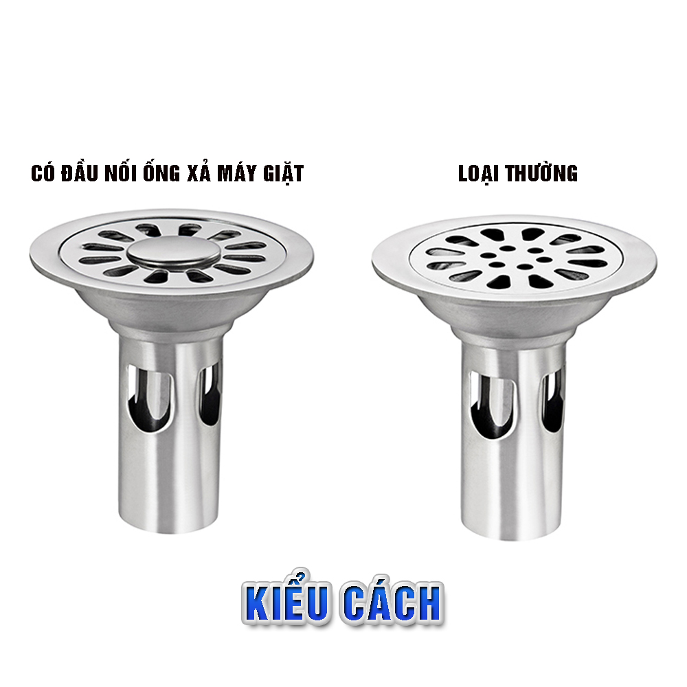 Phễu ga thoát sàn ngăn mùi, vi khuẩn, côn trùng trào ngược lên INOX SUS 304 có lỗ thoát nước thải máy giặt, tròn, MIHOCO 182