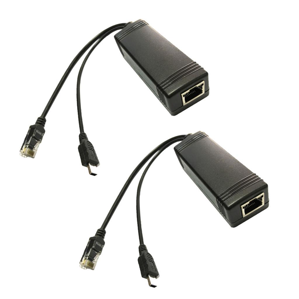 2 Pack Active PoE Power Over Ethernet Splitter Adapter 48 to 5V IEEE 802.3af