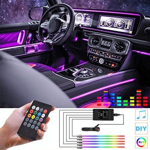 Set of 4 Contro RGB Wireless Colorful Lights Strip Lights RGB 12LED Car Interior Decoration