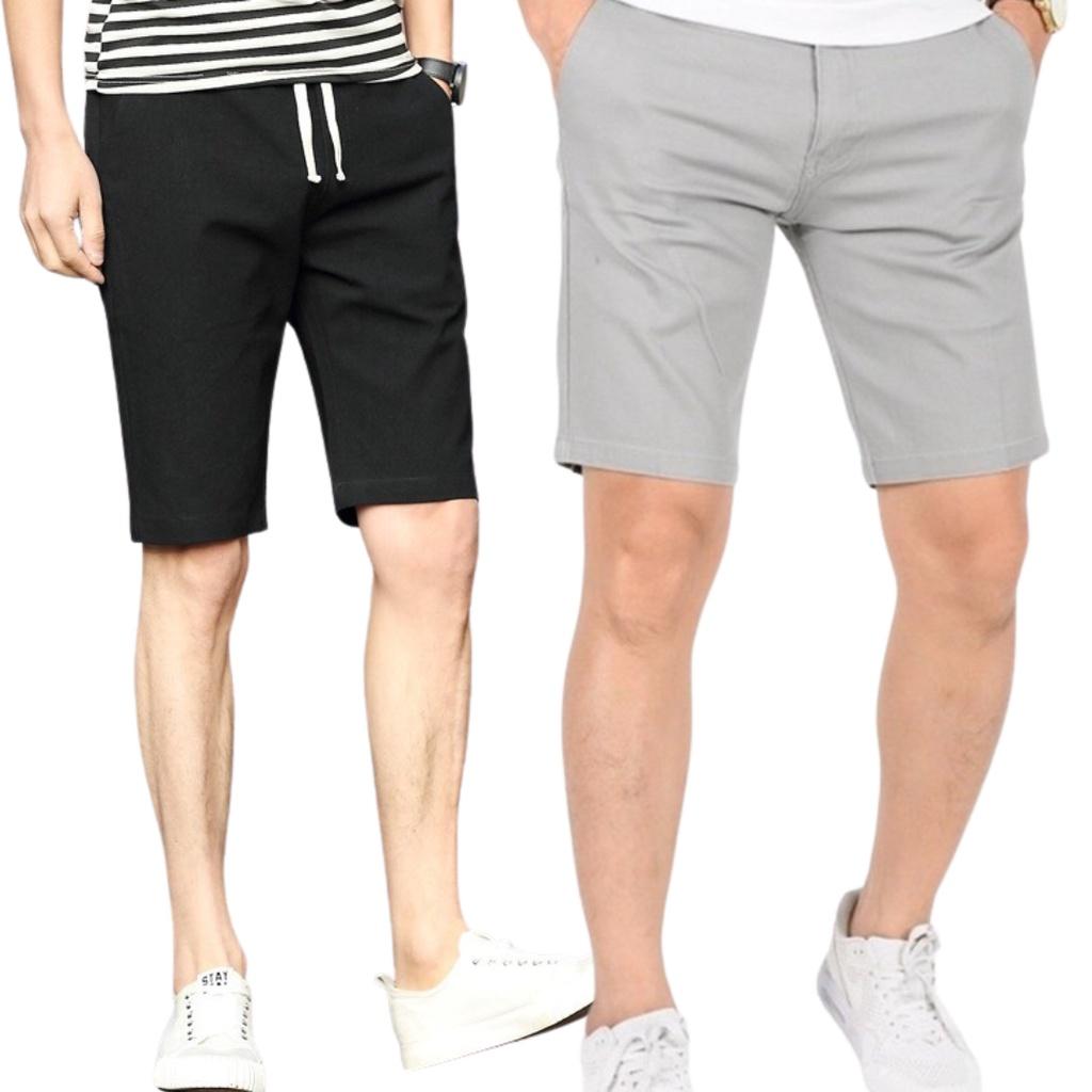 Quần Short Kaki lưng thun nam - Sọt Lững Kiểu Dáng Thể Thao Unisex sáu Màu Đen, Xám.đỏ,rêu.kem,trắng 04x