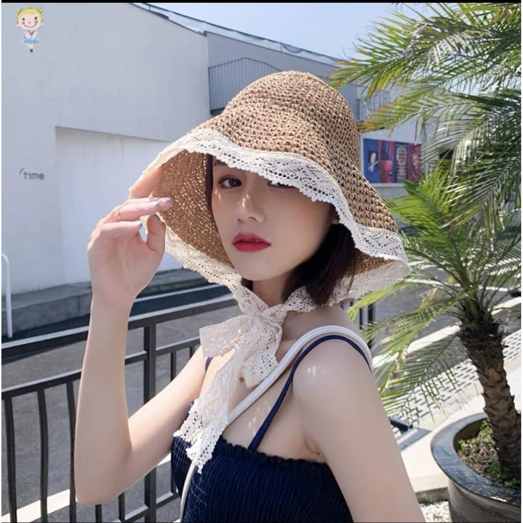 MŨ CÓI VINTAGE VIỀN REN BUỘT MÃ-02