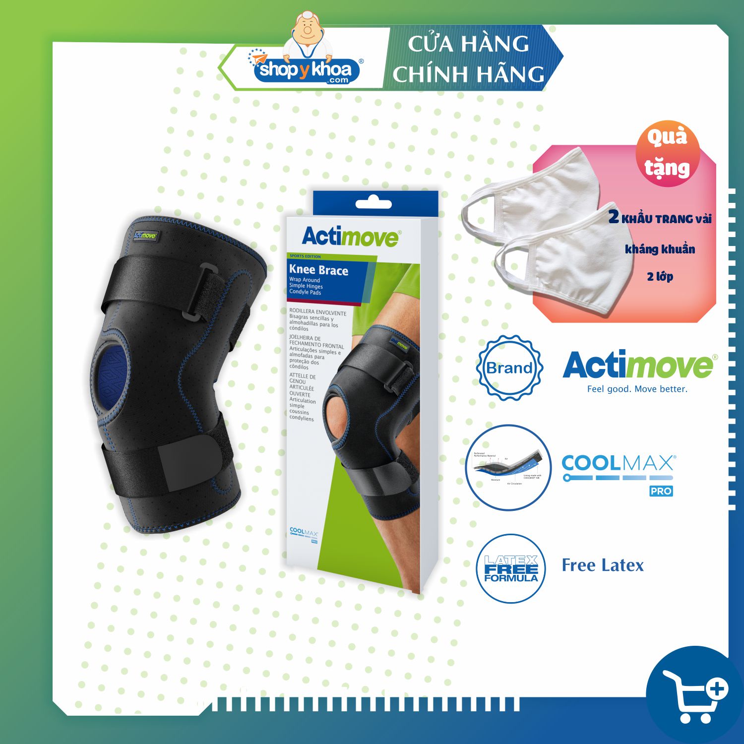 Bó gối thể thao đai dán có nẹp 75500-SPO Actimove Knee Brace