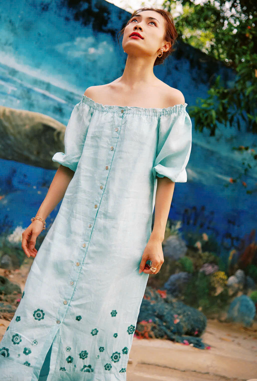Đầm Midi Linen Thêu Tay Hạ Vy Dre210 thời trang thiết kế Hity