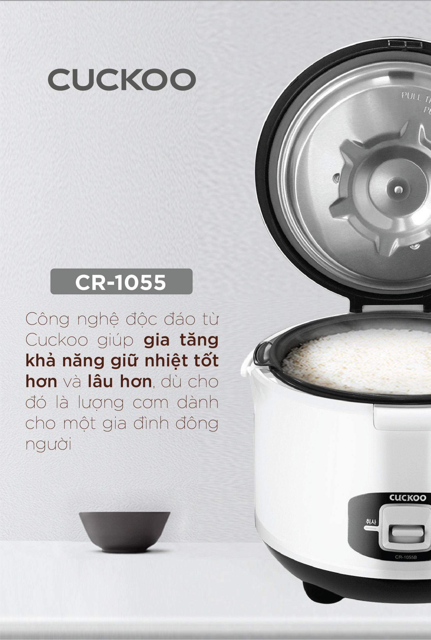 Nồi cơm điện tử Cuckoo CR-1055 1,8 lít màu trắng đen phiên bản tiếng Anh - Hàng Chính hãng Cuckoovina