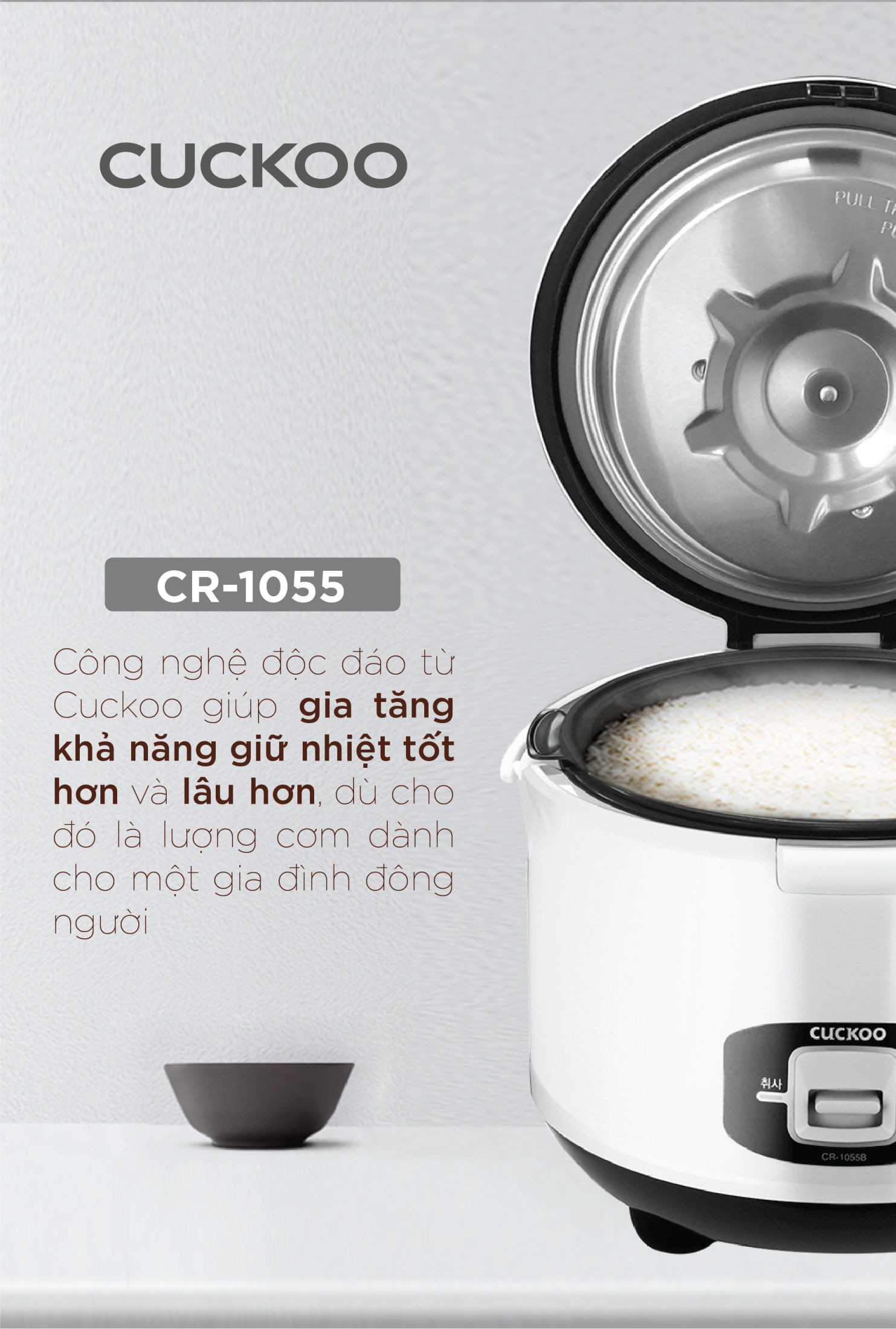 Nồi cơm điện tử Cuckoo CR-1055 1,8 lít màu trắng đen phiên bản tiếng Anh - Hàng Chính hãng Cuckoovina