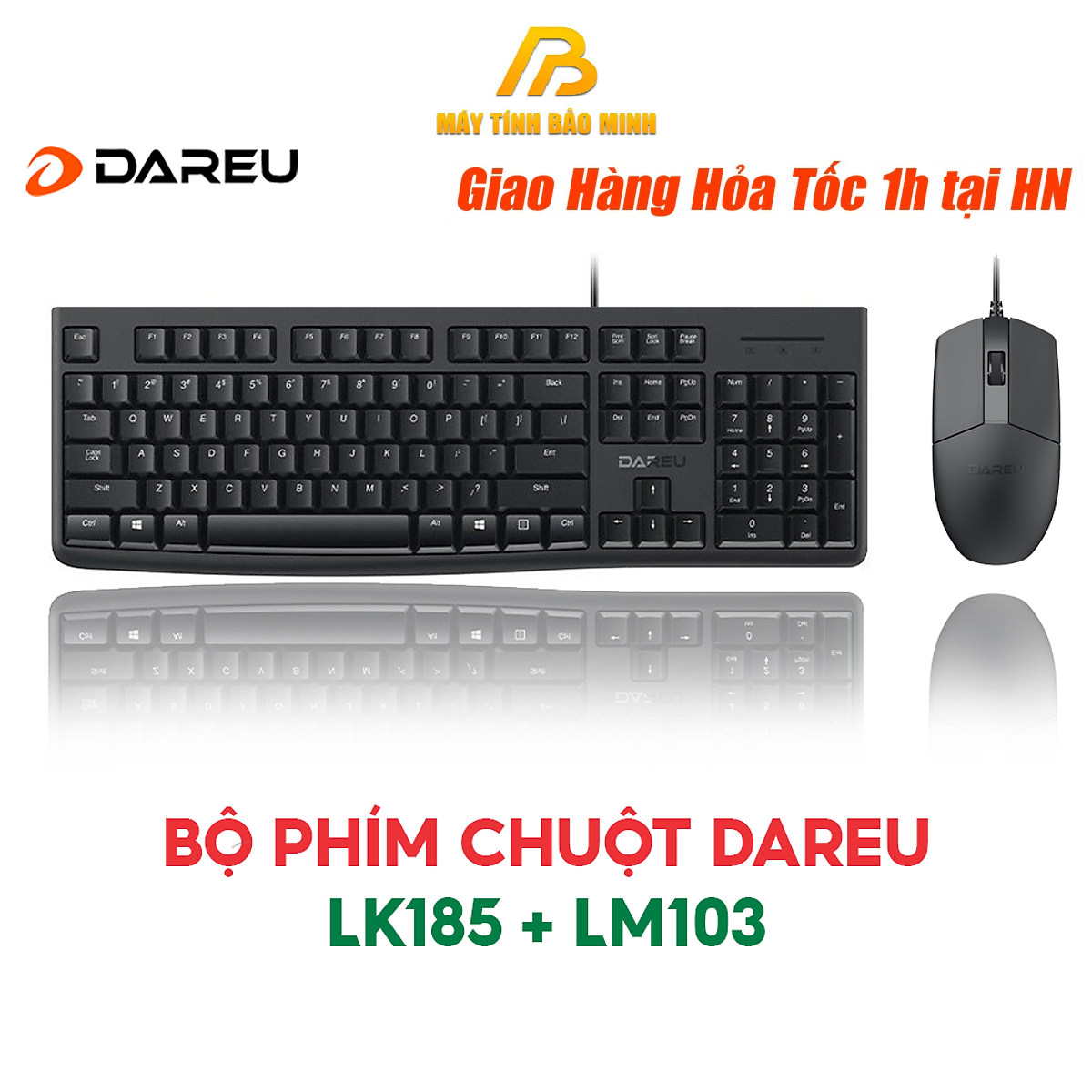 Combo Bộ Bàn Phím và Chuột Văn Phòng Có Dây Dareu LK185 và LM103 - Hàng Chính Hãng